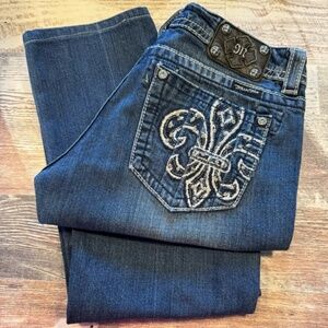 MISS ME woman’s boot cut jeans style JP5360B3 size 30 diamonds details